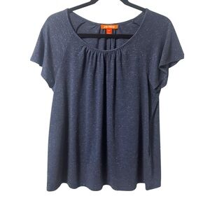 Joe Fresh Flutter Sleeve Navy and Metallic Silver Short Sleeve Top Womens Medium